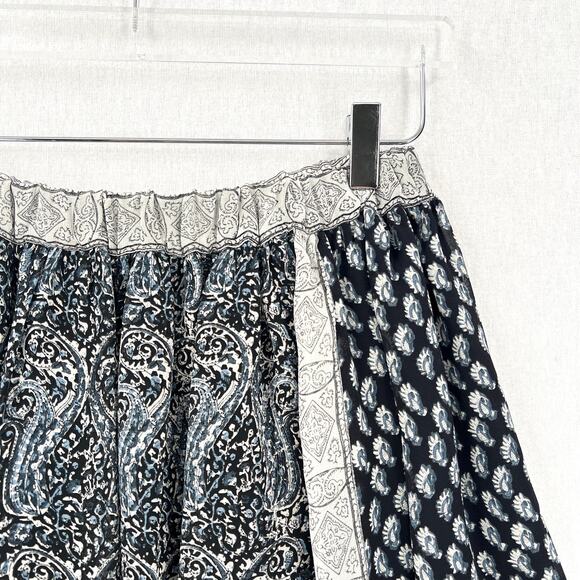 ULLA JOHNSON Remy Silk Print Mini Skirt Women 2 Navy Blue White Patchwork Flirty - Picture 8 of 16